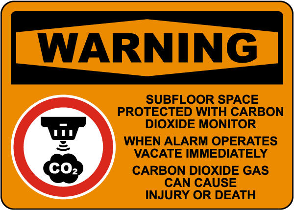 Warning Carbon Dioxide Gas Vacate Immediately Sign