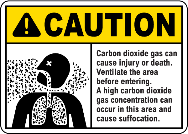 Caution Carbon Dioxide Gas Can Cause Death Sign