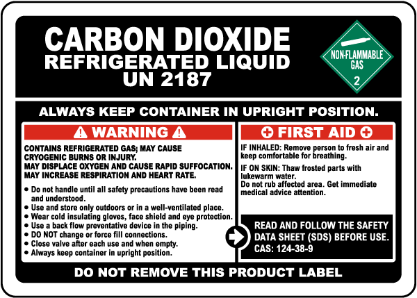 Carbon Dioxide Refrigerated Liquid UN 2187 Label