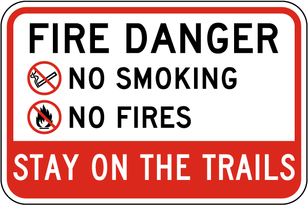 Fire Danger No Smoking No Fires Sign