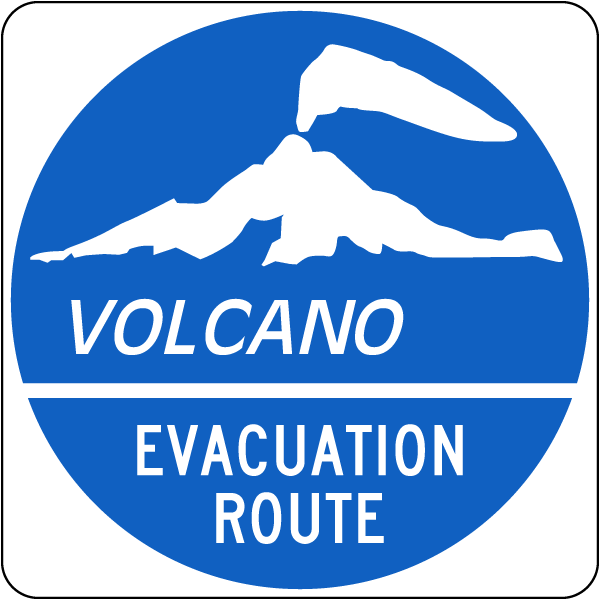 Volcano Evacuation Route Sign