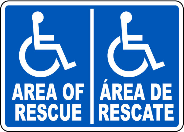 Bilingual Area Of Rescue Sign