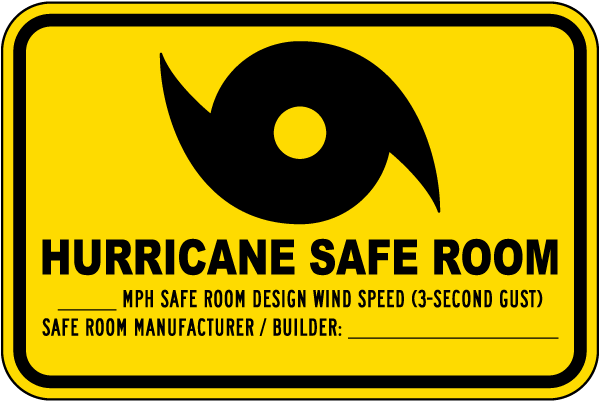 Hurricane Safe Room Sign
