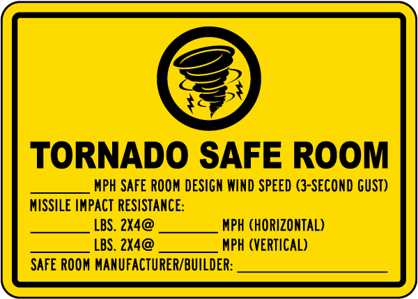 Tornado Safe Room Write-On Sign