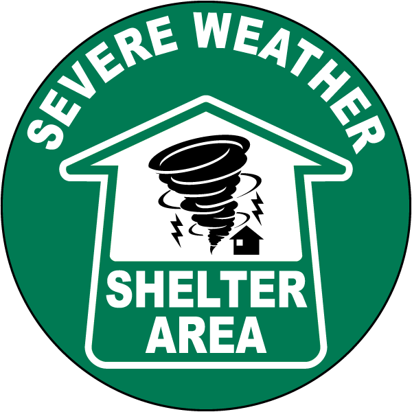 Severe Weather Shelter Area Floor Sign