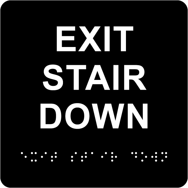 Exit Stair Down Sign with Braille