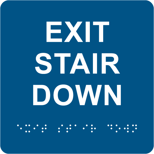 Exit Stair Down Sign with Braille