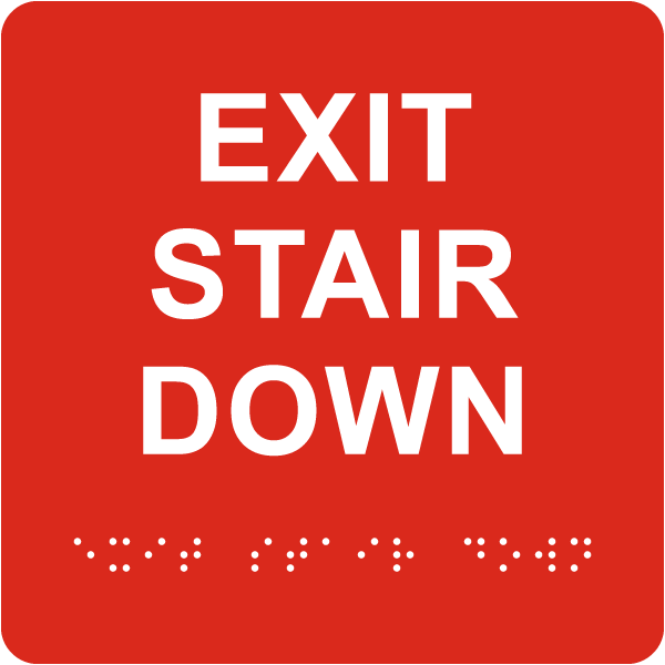 Exit Stair Down Sign with Braille