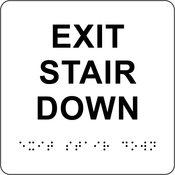 Exit Stair Down Sign with Braille