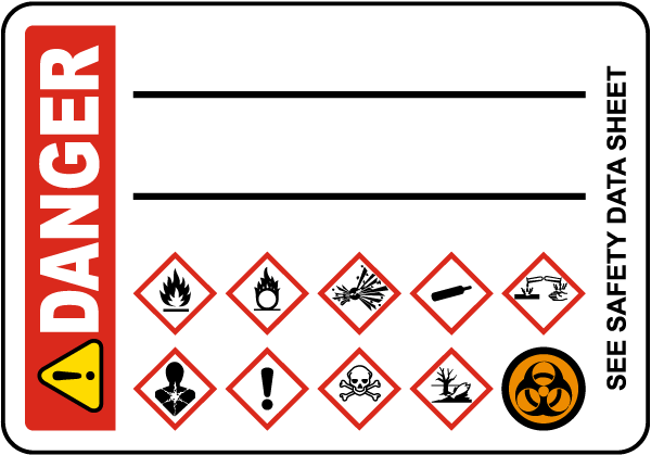Write-On Danger GHS Secondary Biohazard Label 