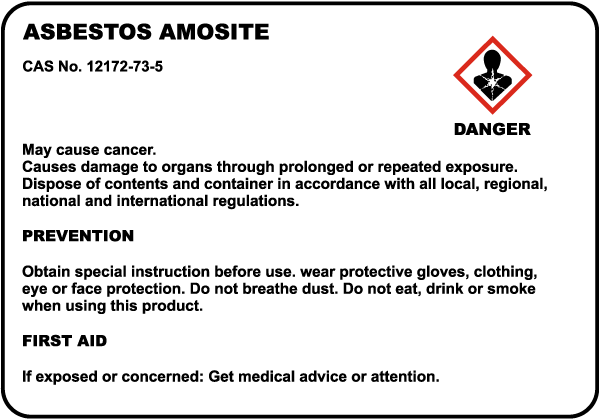 Asbestos Amosite Danger Sign