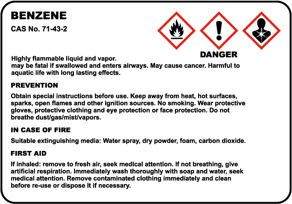 Benzene Danger Sign