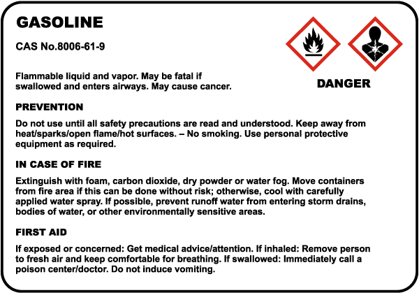 Gasoline Danger Sign