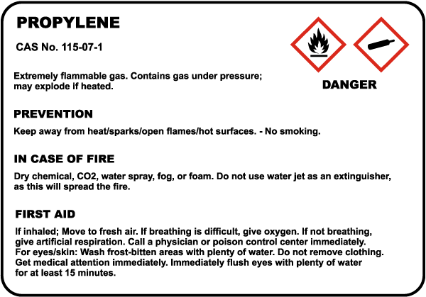 Propylene Danger Sign