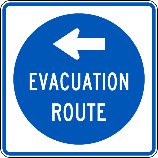 Left Arrow Evacuation Route Sign