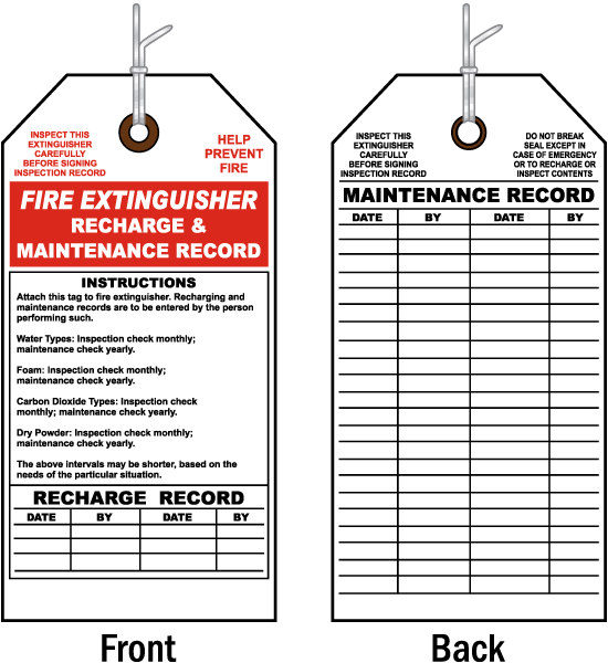 Maintenance & Recharge Record Tag