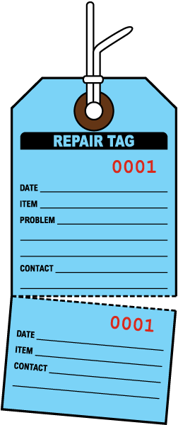 Flourescent Blue Repair Tag