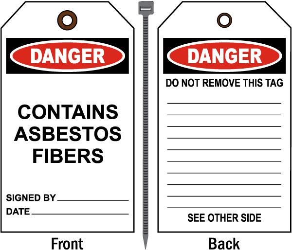 Danger Contains Asbestos Fibers Tag