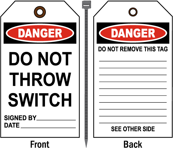 Danger Do Not Throw Switch Tag