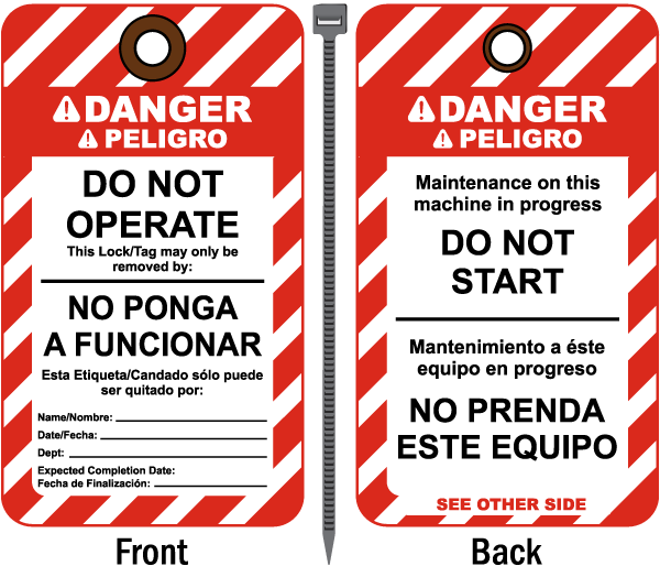 Danger Do Not Operate Bilingual Tag