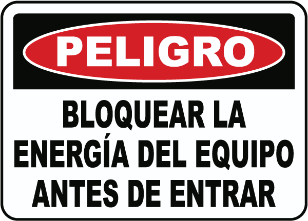 Spanish Danger Lock Out Equipment Sign