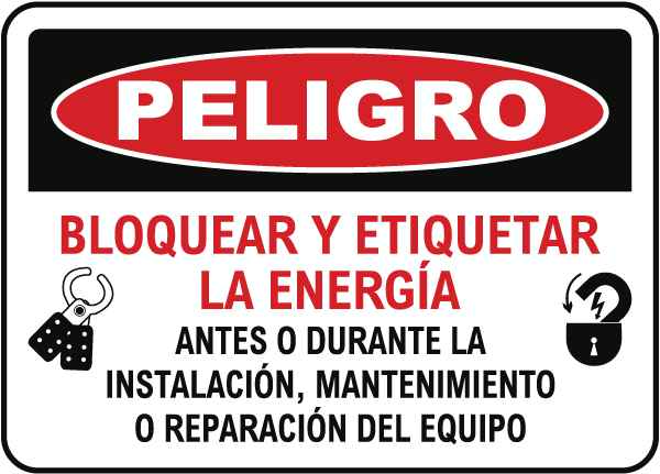 Spanish Danger Lock Out & Tag Out Sign