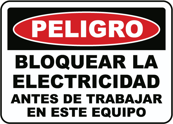 Spanish Danger Lock Out Electricity Sign