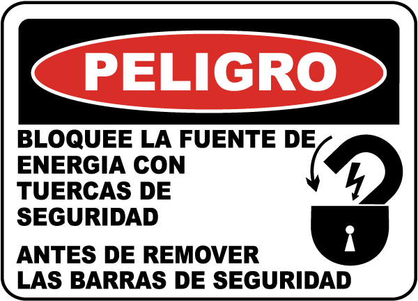 Spanish Danger Lock Out Power Sign