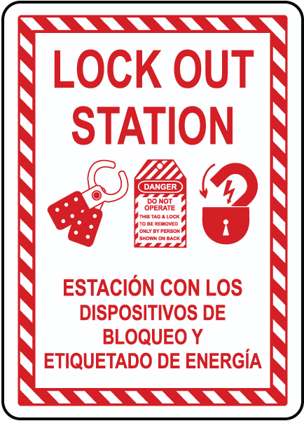 Bilingual Lock Out Station Sign