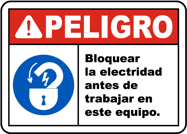 Spanish Lock Out Electricity Before Working Sign