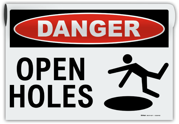 Danger Open Holes Sign