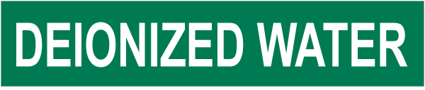 Deionized Water Pipe Label