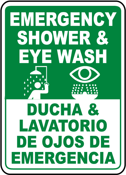 Bilingual Shower & Eye Wash Sign