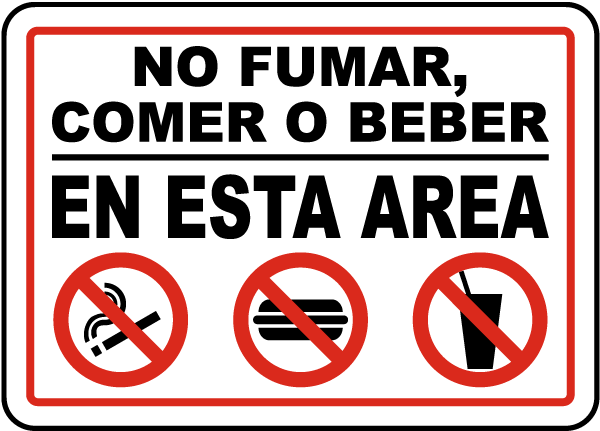 Spanish No Smoking Eating Drinking In This Area Sign