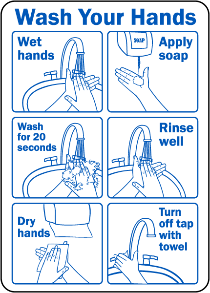 Wash Your Hands Instructions Sign D5817 - by SafetySign.com