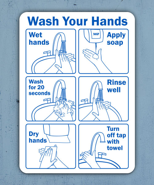 Wash Your Hands Instructions Sign