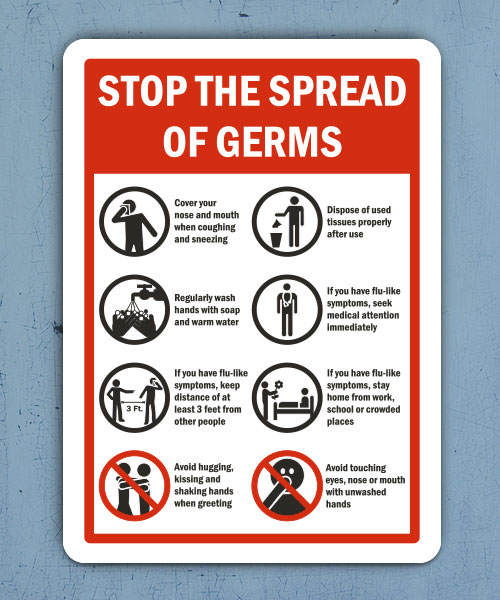 Stop The Spread of Germs Sign