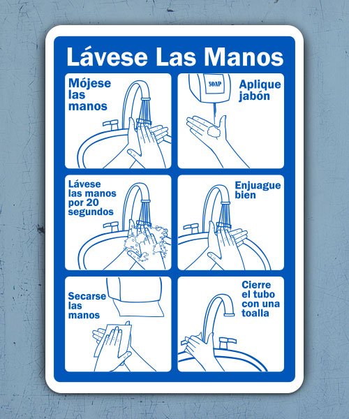 Spanish Wash Your Hands Label
