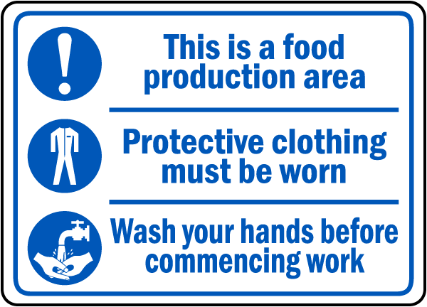 This is a food production area safety sign sticker kitchen cafe hotel B&B 3Sizes 