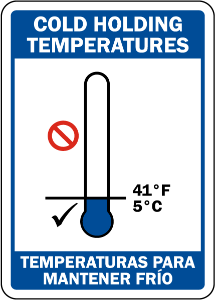 Bilingual Cold Holding Temperatures Sign