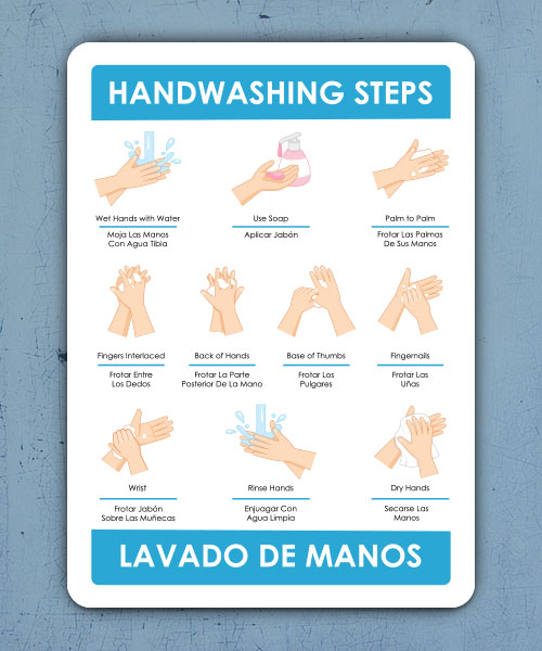 Bilingual Hand Washing the Correct Way Sign