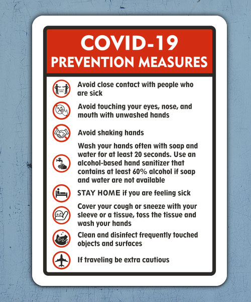 COVID-19 Prevention Measures Sign D5882, by SafetySign.com