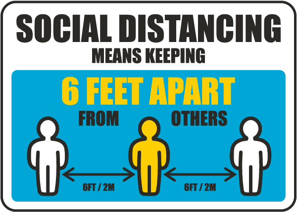 SOCIAL DISTANCING KEEP YOUR DISTANCE 2M/6FT APART Aluminium Sign 