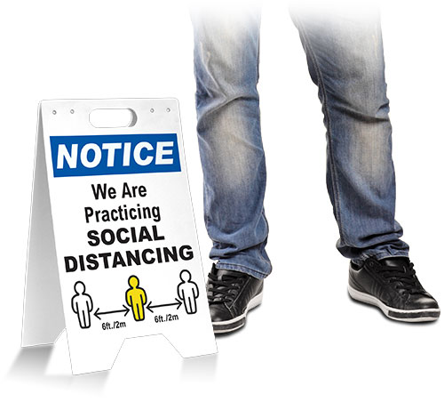 We Are Practicing Social Distancing Floor Stand