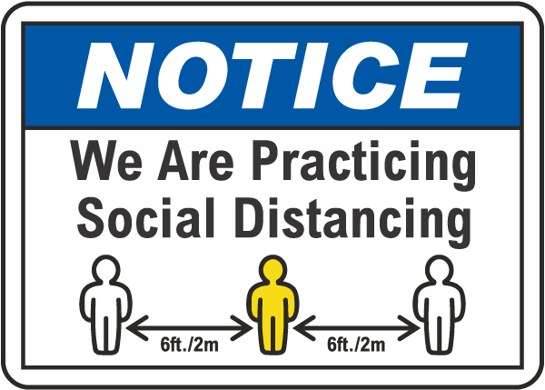 Social Distancing Also Applies Outdoors” Sign 10 x 14 Aluminum SmartSign “Attention 