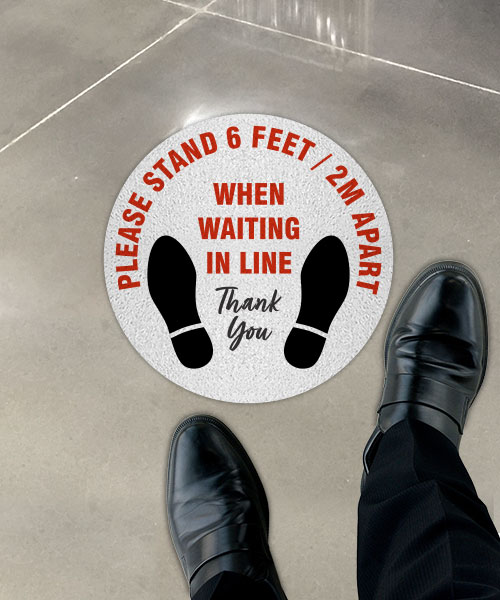 Please Stand 6 Ft / 2m Apart Floor Sign