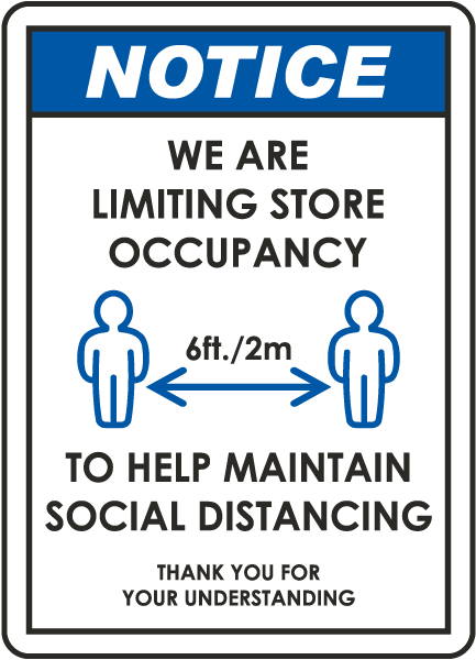 We Are Limiting Store Occupancy Sign