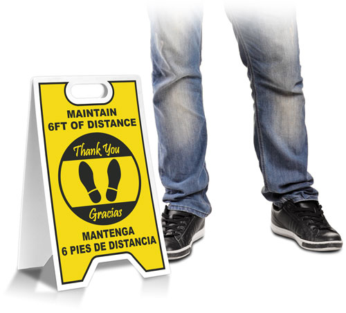 Bilingual Maintain 6 Feet Floor Stand