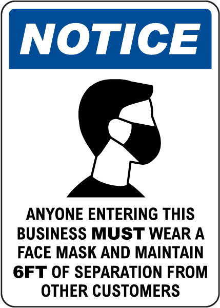 Please Wear A Face Mask Health and Sanitation Safety Sign 8.5 x 11-6 Qty 