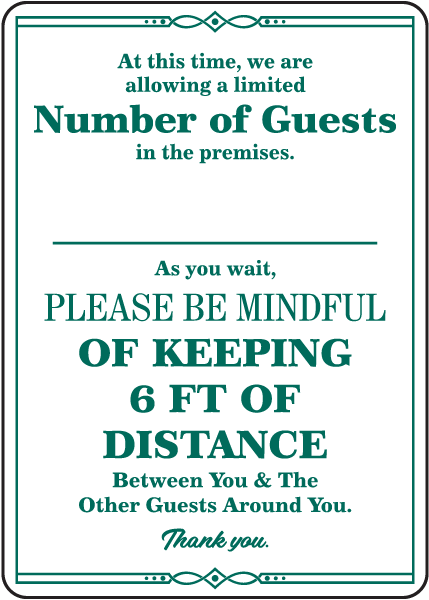 Number of Guests Sign
